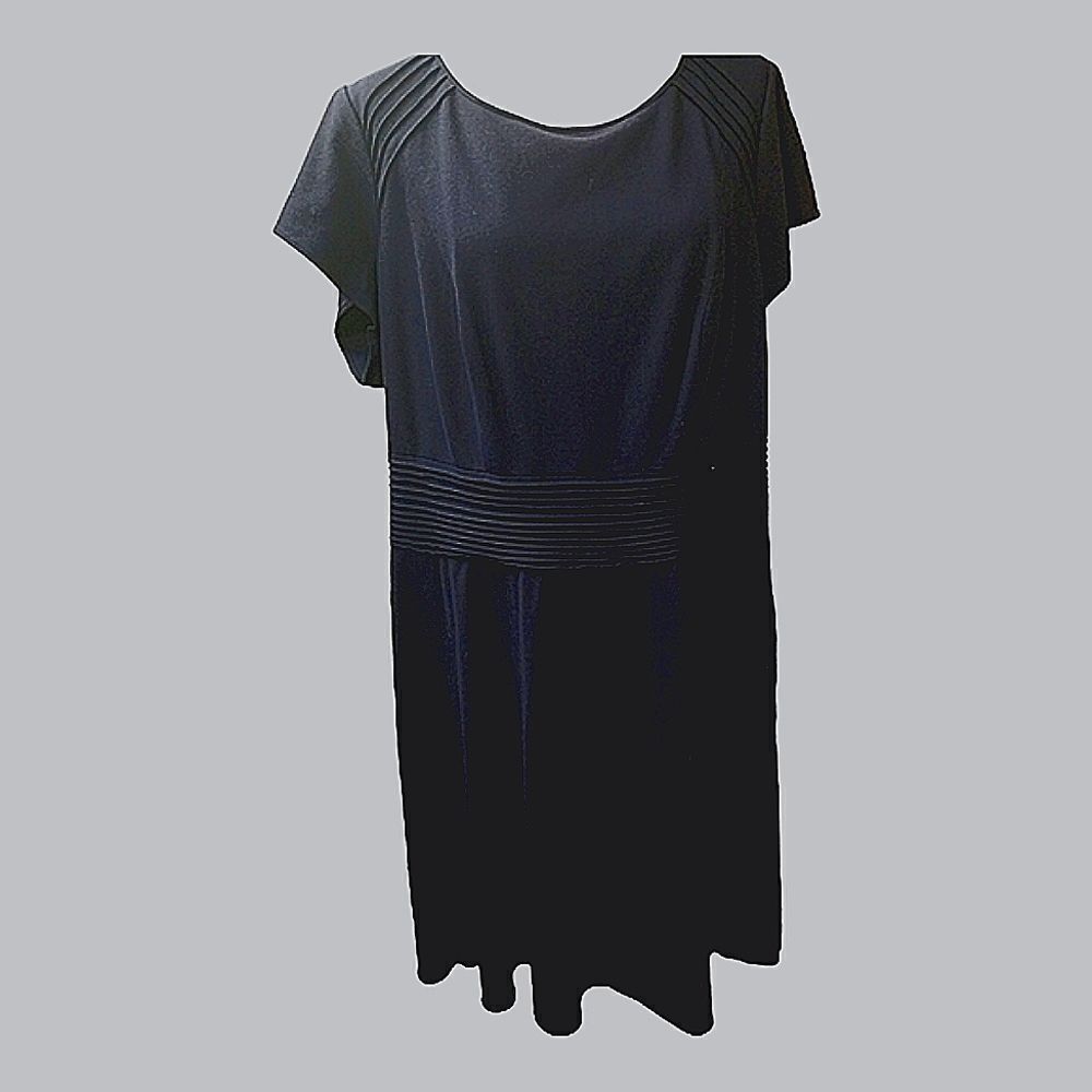 Eliza J Navy Dress Short Sleeve Fit Flare Back Zipper Size 18W - Picture 8 of 8